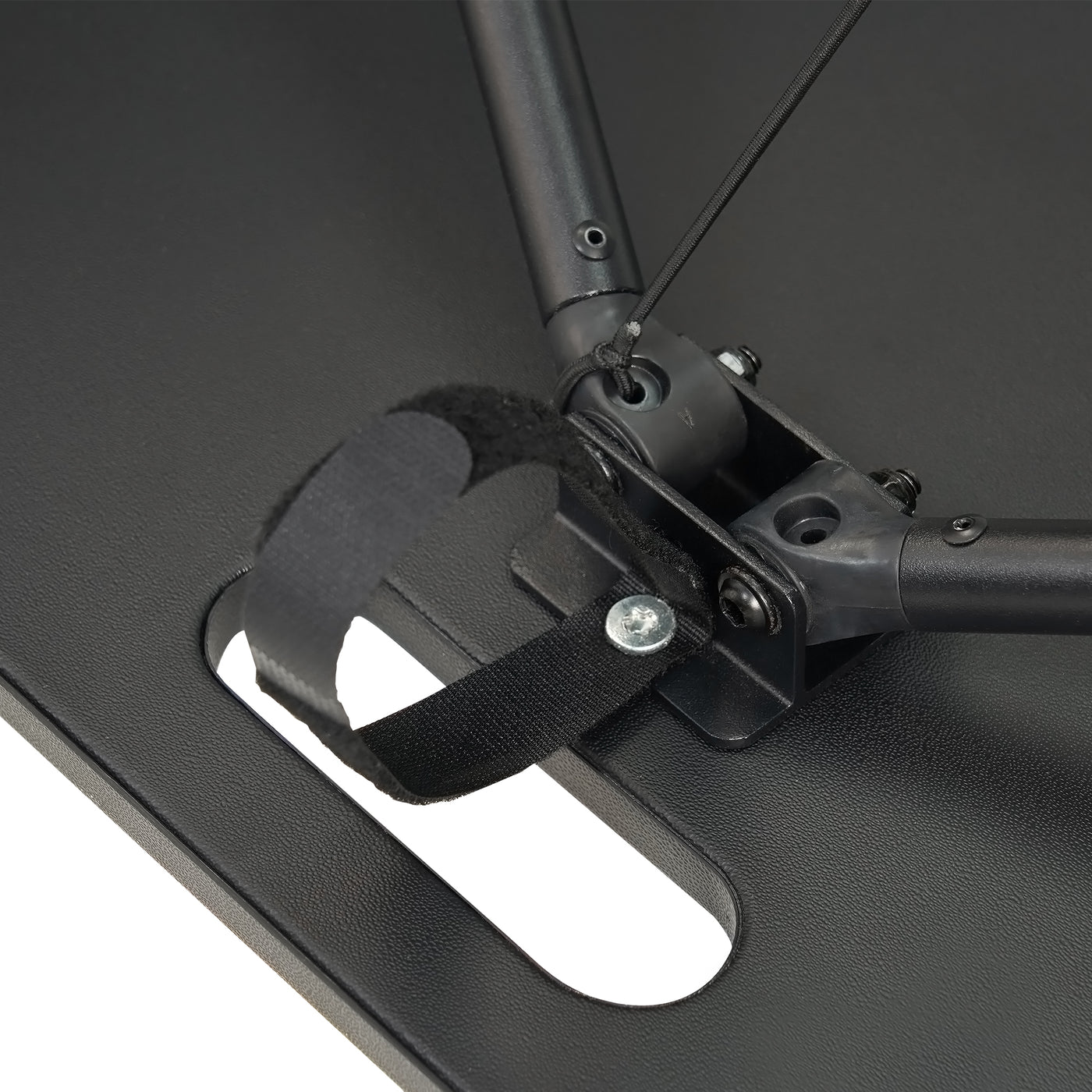 Close-up of black Velcro strap on Master Massage MARS SPORT Portable Treatment Table frame.