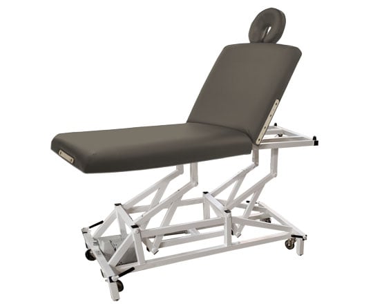 McKenzie Lift Back Mushroom Massage table with adjustable headrest on a white background