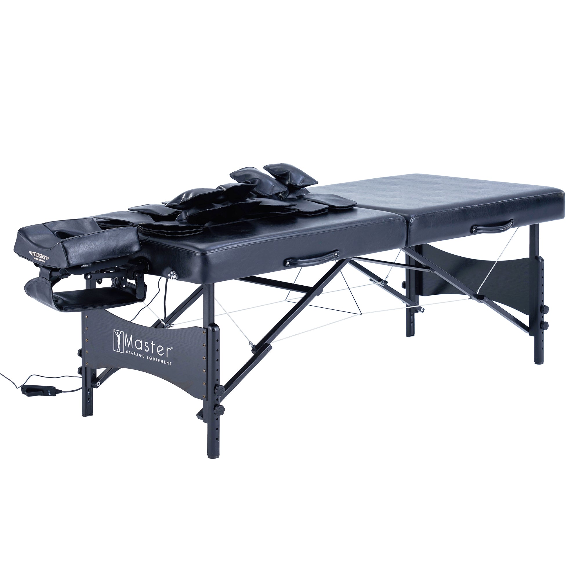 Master Massage MONACO Airwave table offers full-body massage with adjustable cradle and armrests.
