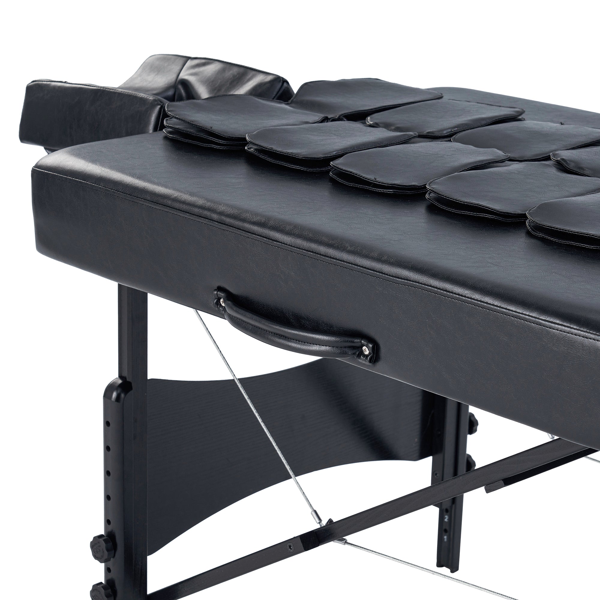 Side view of Master Massage MONACO Airwave Table, with detachable pads and face cradle.