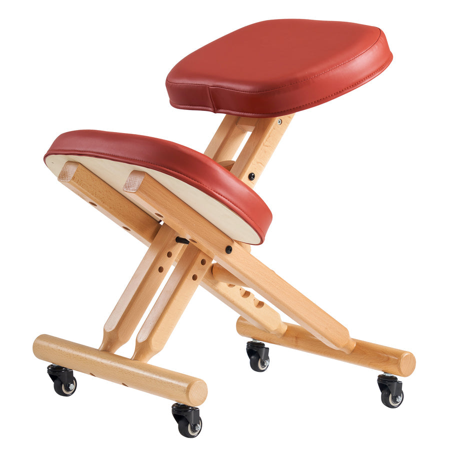 Posture chair with cinnamon cushion on a white background