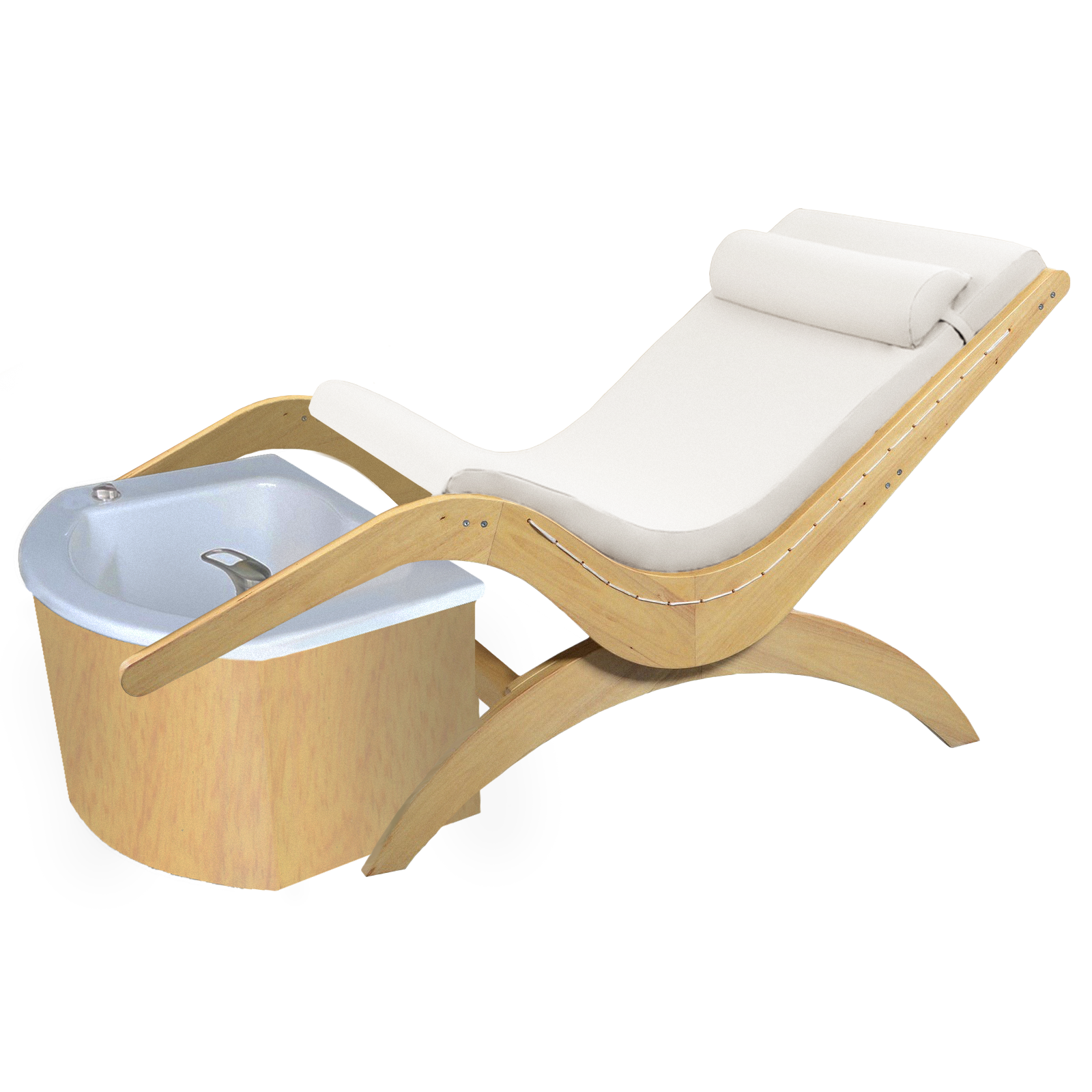 TouchAmerica S Pedi Lounge: modern lounger with white cushion and built-in foot bath basin.
