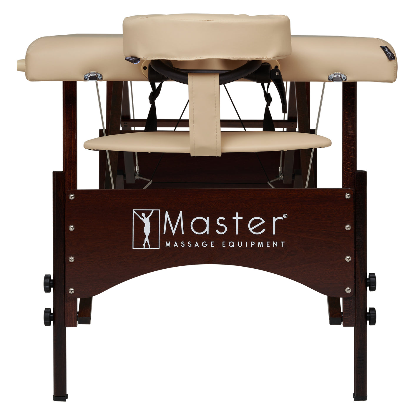 Master Massage ARGO Portable Massage Table Package Cream, wooden frame with Master logo.