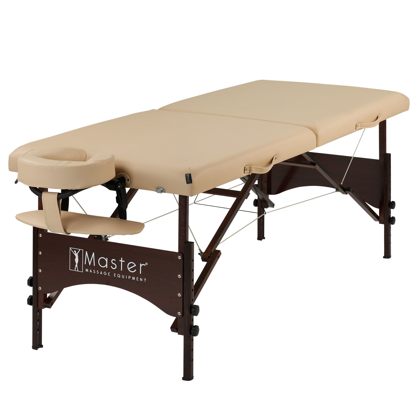 Master Massage ARGO portable cream table with face cradle, wood legs, and small cell foam.