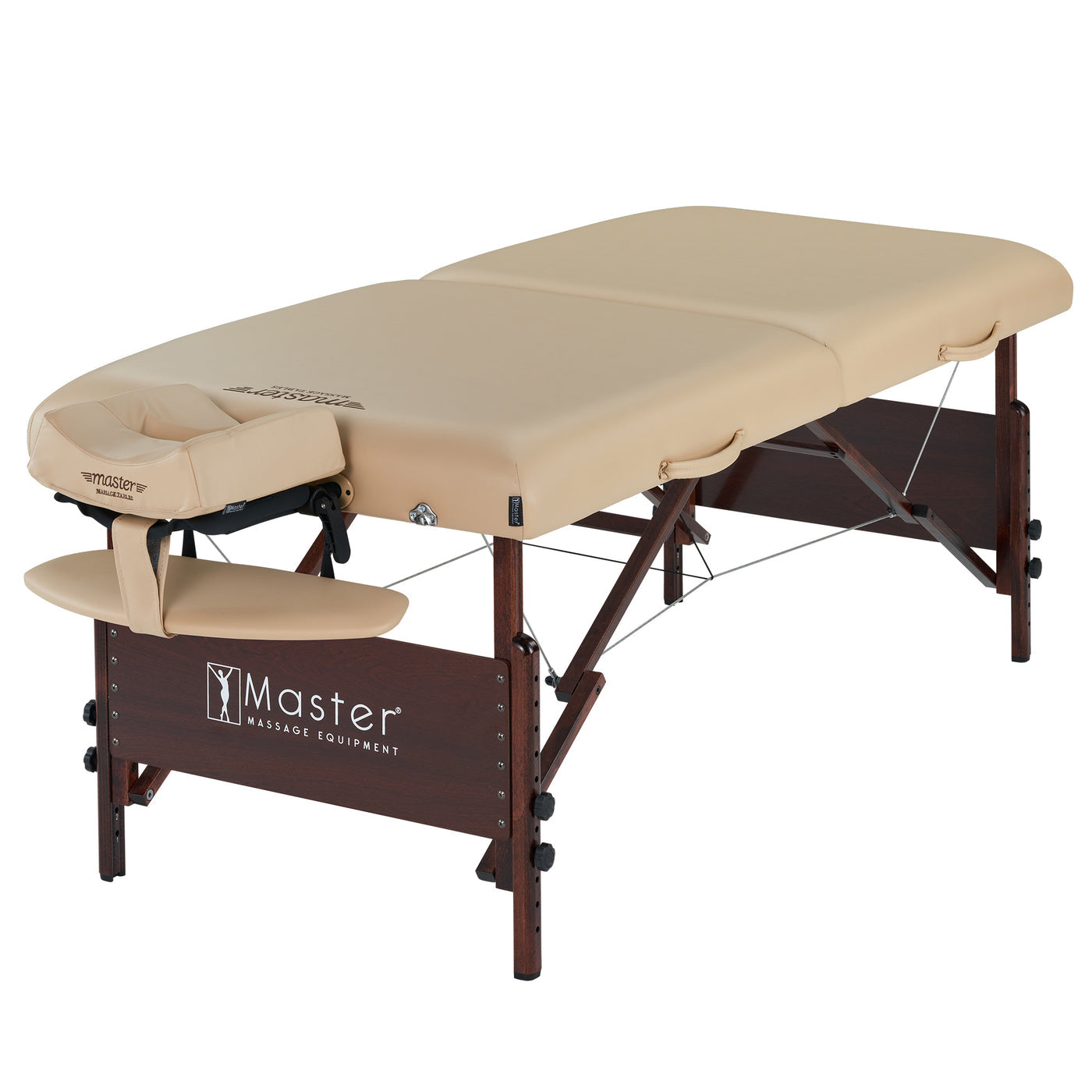 Master Massage DEL RAY Portable Table with ergonomic face cradle and wooden legs, beige color.
