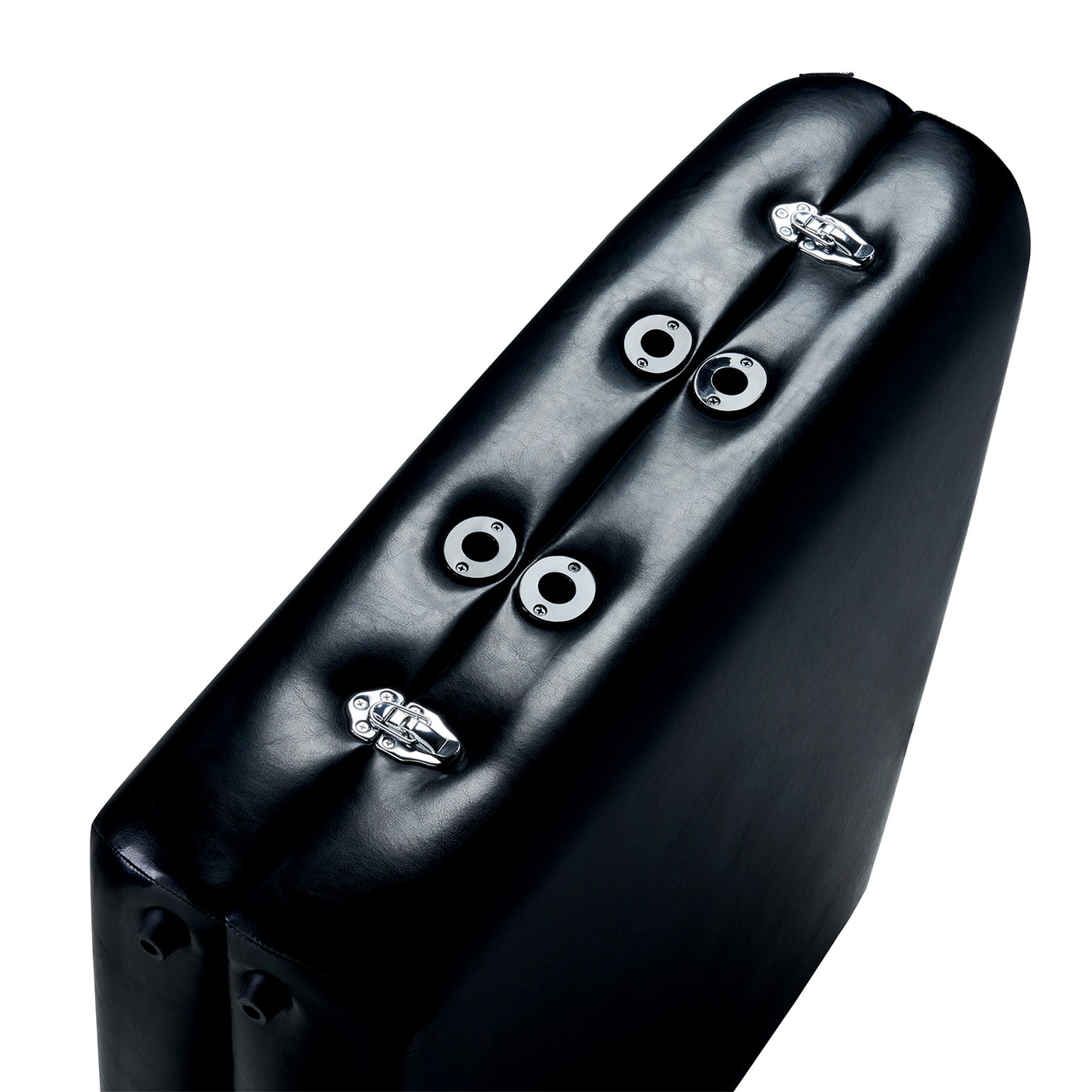 Master Massage GALAXY Portable Table, metal clasps, Black Italia upholstery, top view.