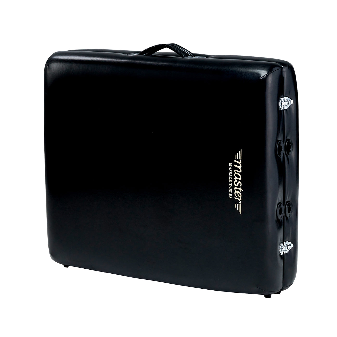 Black carrying case with handle and Master Massage logo for GALAXY Portable Massage Table.