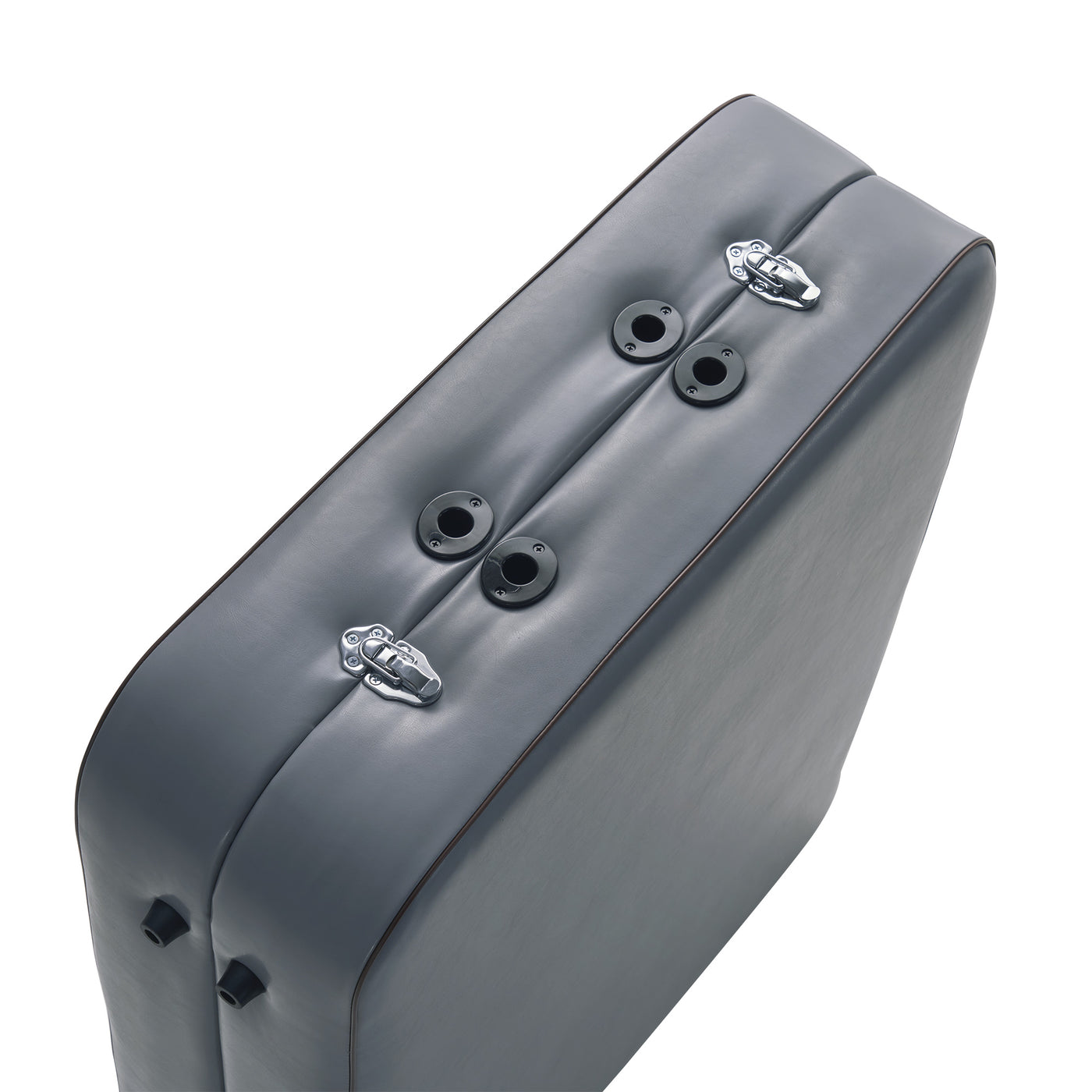 Master Massage MONTOUR Table: gray, foldable, memory foam, metal clasps, black vents.