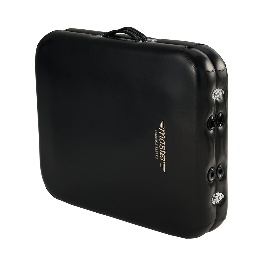 Black carrying case with handle and silver latches for Master Massage StratoMaster Air table.