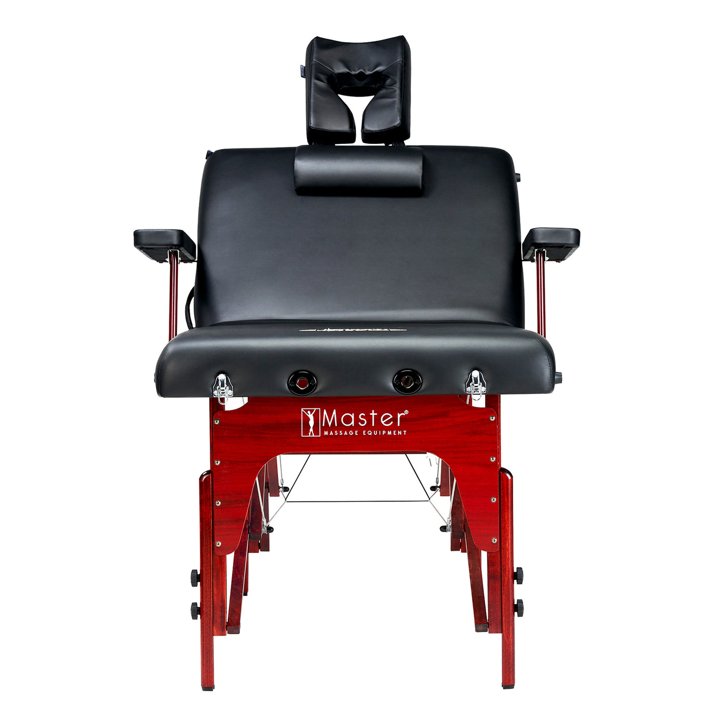Master Massage MONTCLAIR heated table with headrest, armrests & Therma-Top; wood frame.