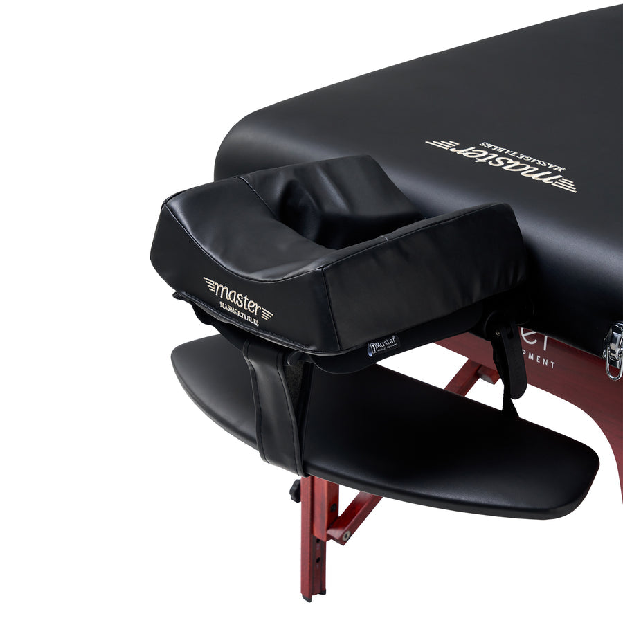 Black padded face cradle for Master Massage MONTCLAIR Therma Top Salon Massage Table.