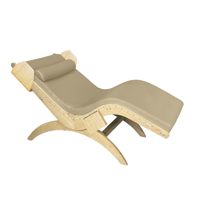 TouchAmerica Touch America S-Lounge with Sound Journey RX, curved base & headrest, beige cushion.