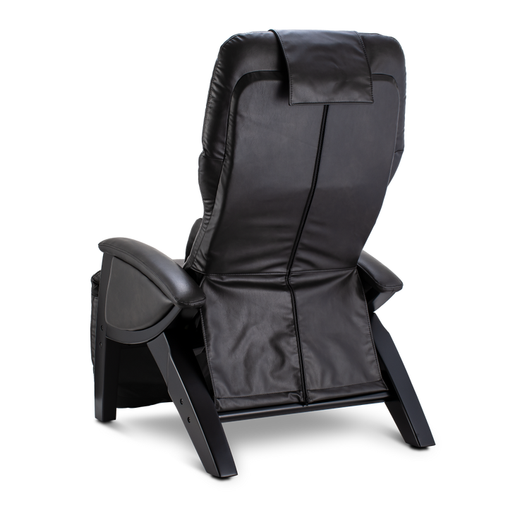 Svago ZGR Zero Gravity Recliner in black vegan hyde, shown from back on white background.
