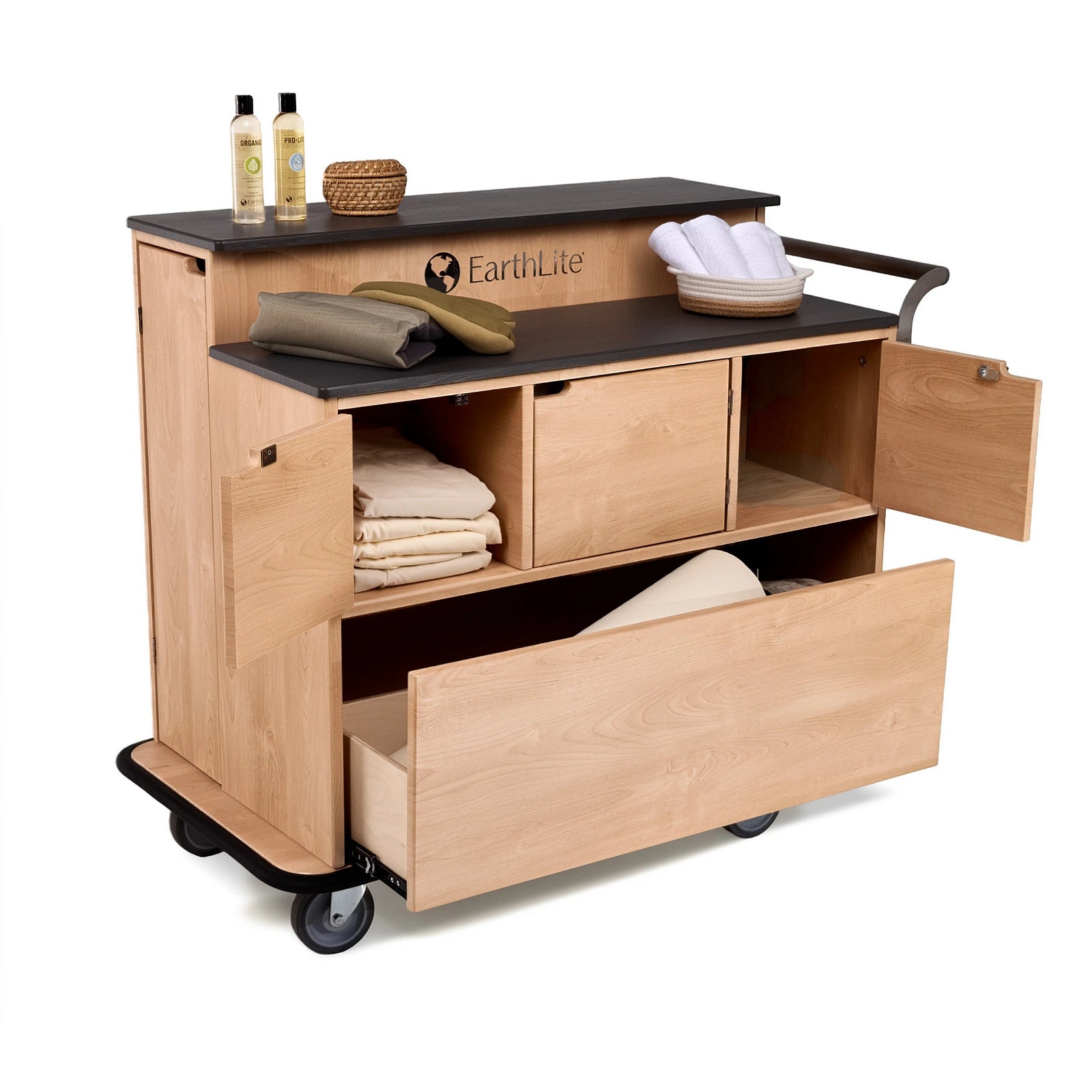Earthlite Sanctuary Mobile Spa Cart open in use