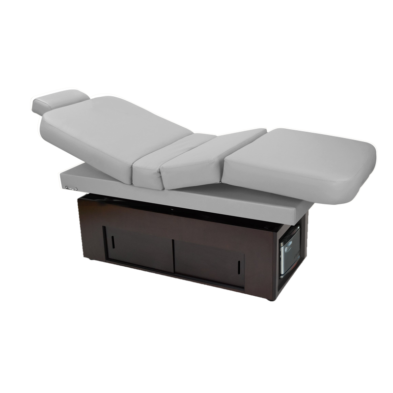 TouchAmerica SANYA POWERTILT Massage Table—cushioned, wood base, perfect for spa or massage.