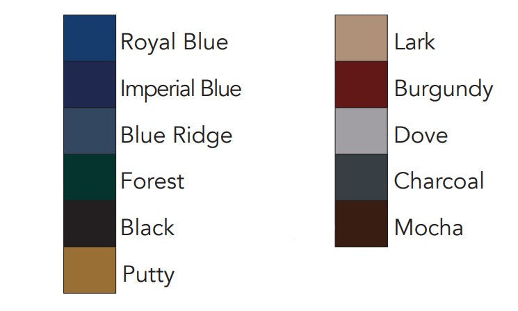Color options for the PHS Medical EB Portable Chiropractic Table: Royal Blue, Forest, Burgundy, Mocha.