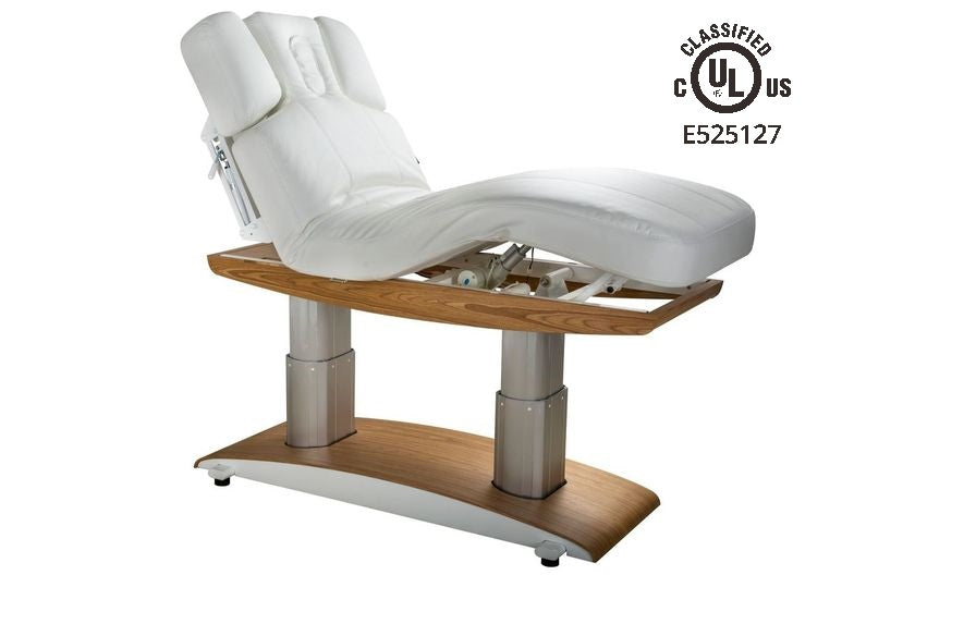 Silverfox America 2259Plus electric massage table with wooden base, adjustable and UL certified.