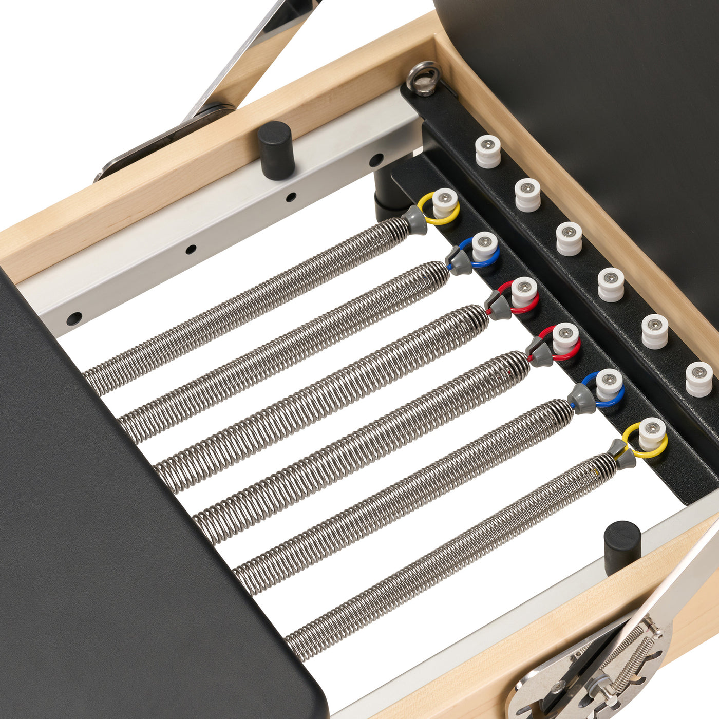 Close-up of SpaceSaver Foldable Pilates Reformer