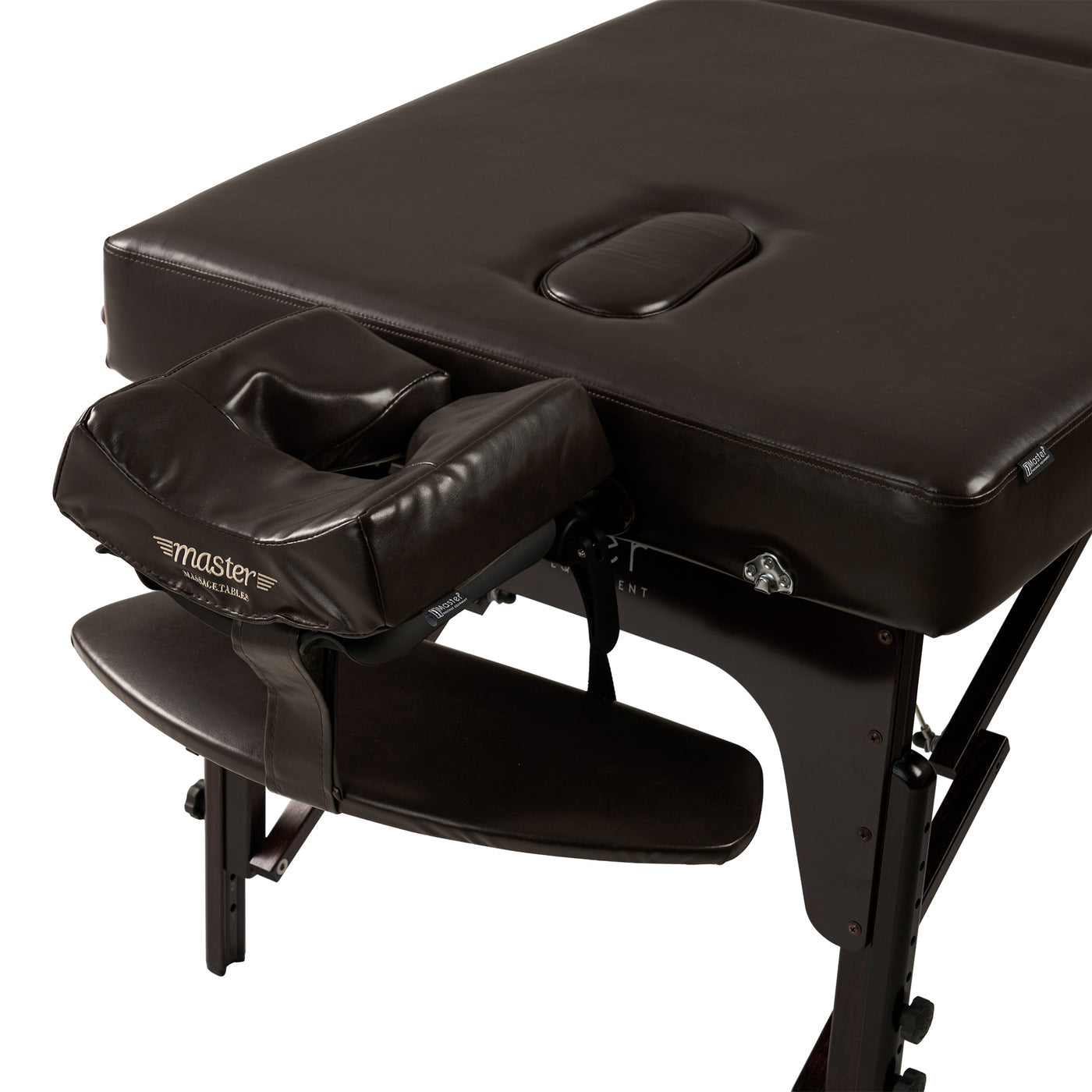 Master Massage SUPREME LX black portable table with ergonomic face cradle and padded headrest.