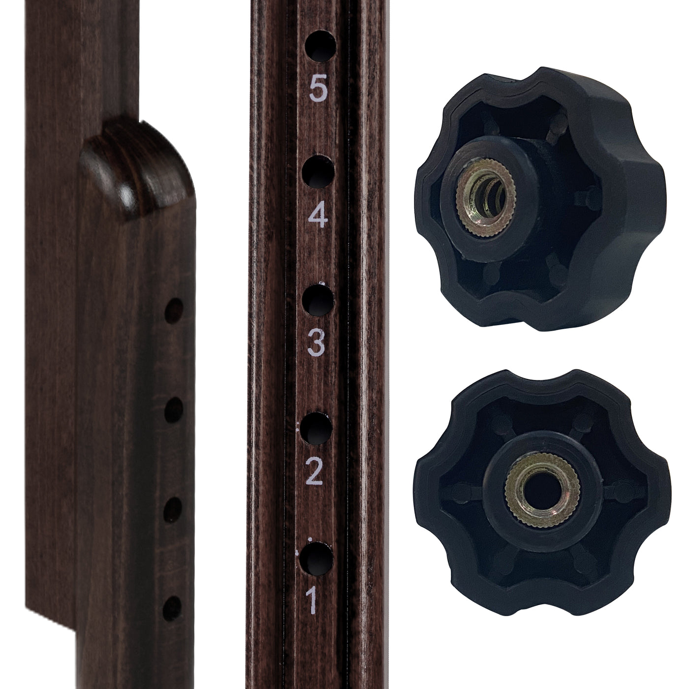 Close-up of Master Massage SUPREME LX face cradle with numbered holes and black knobs.