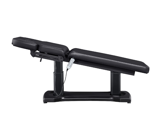 DIR Tranquility 4 Motors Electric Spa Table, reclined, with remote control.