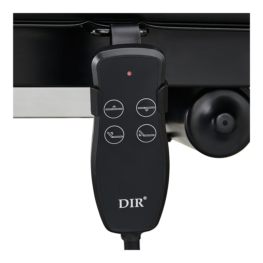 Black four-button remote with red light, for the VitalEarth Spa Wellness Therapy Bed by DIR.