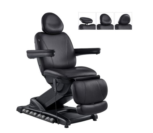Apollo II Electric Beauty Bed by DIR with headrest, armrests, and leg support attachments.