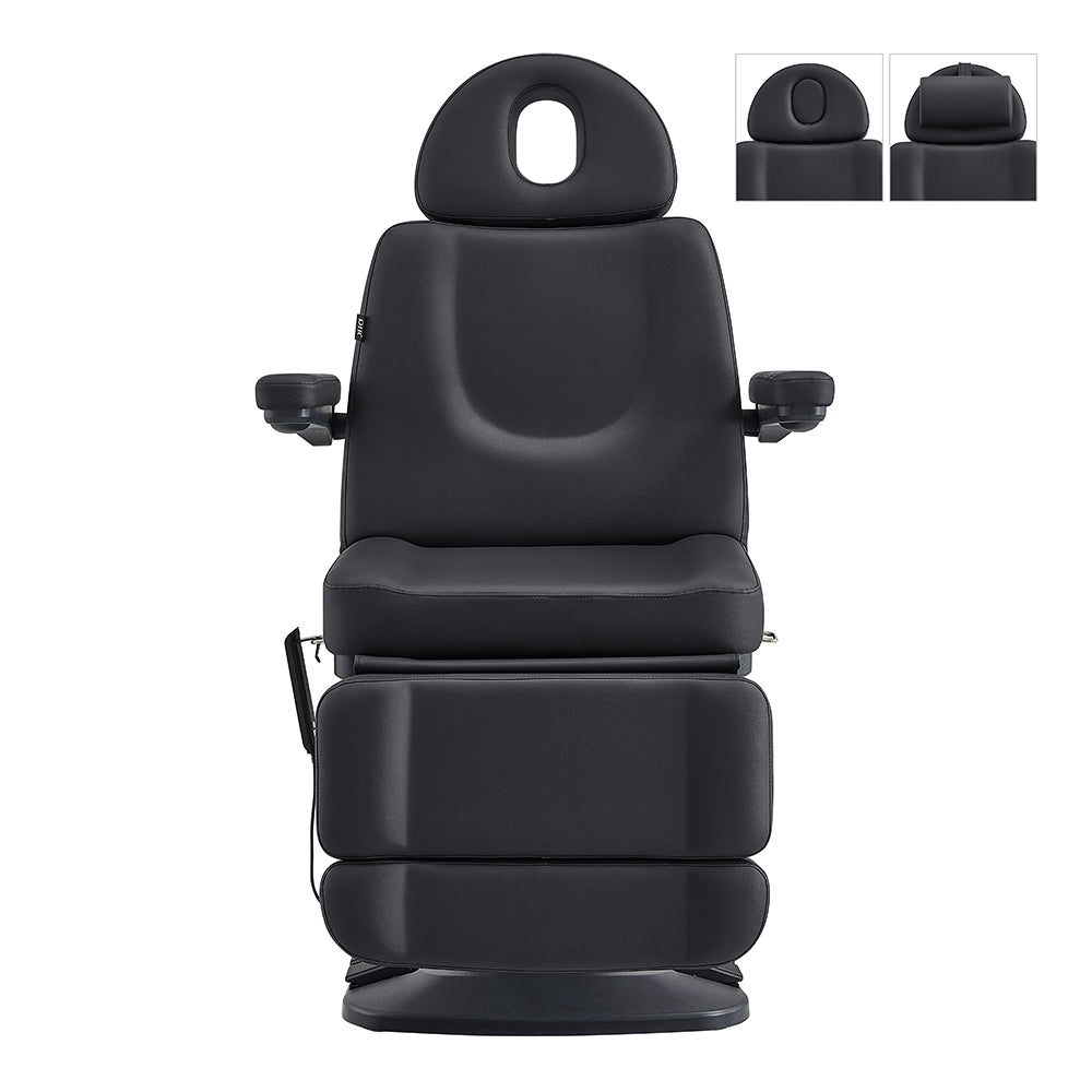 Aurora Medical Spa Table by DIR with headrest and armrests, front view.