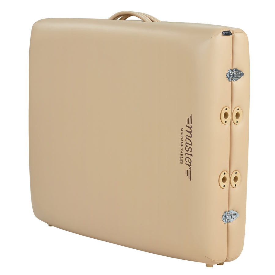 Master Massage DEL RAY portable massage table with Therma-Top, beige, folding design.