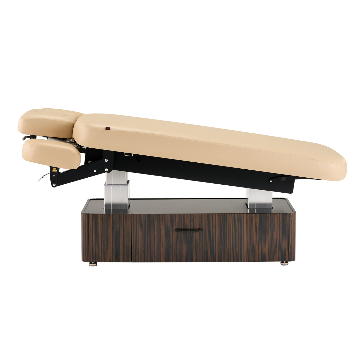 Beige massage table with ebony veneer