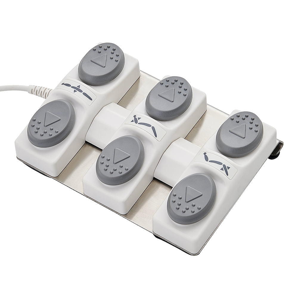 Six-button foot pedal for DIR Ink Electric Facial Beauty Bed Chair, with gray arrow controls.