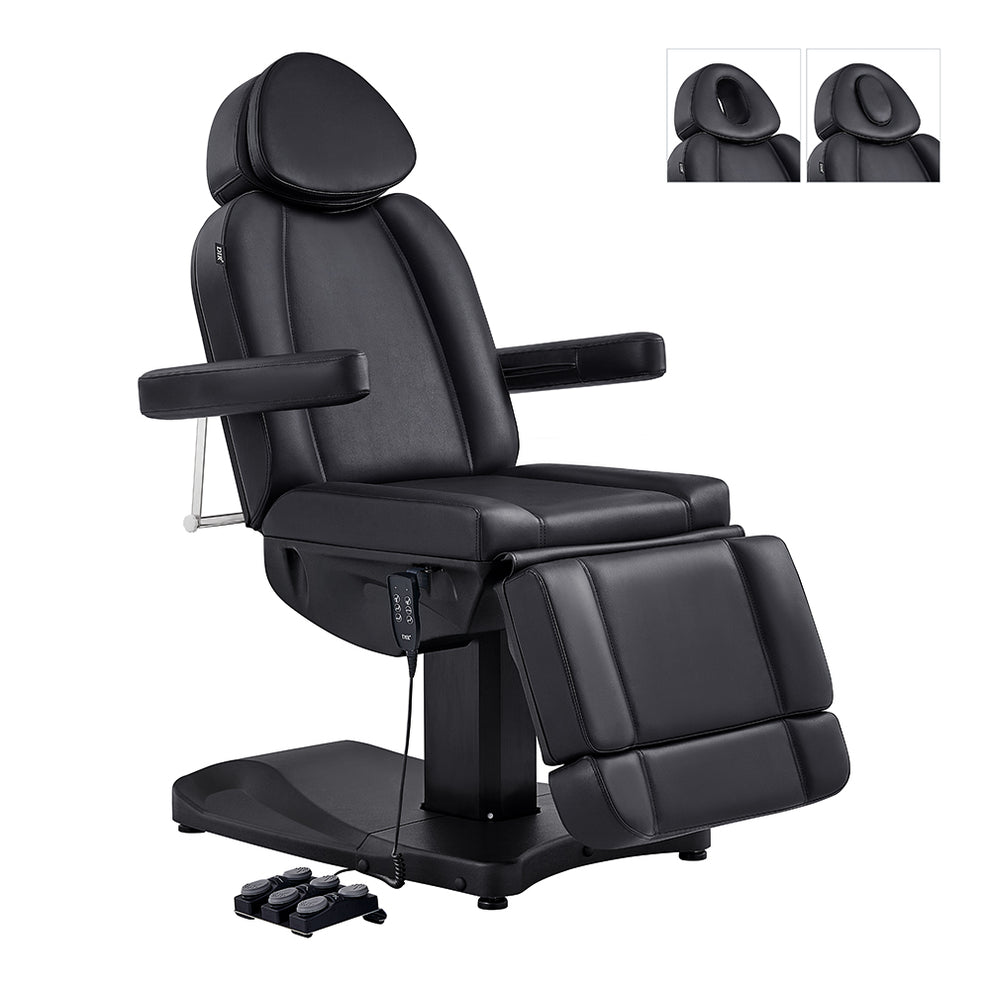 DIR Ink electric beauty bed chair with remote, padded armrests, and footrest.