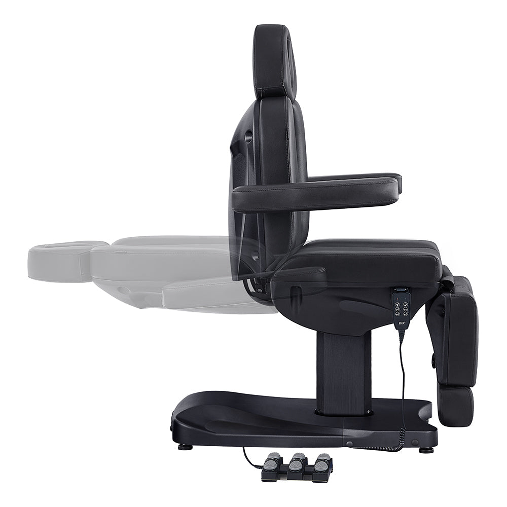 DIR Ink Electric Facial Beauty Bed Chair with remote and foot pedals, shown in two positions.
