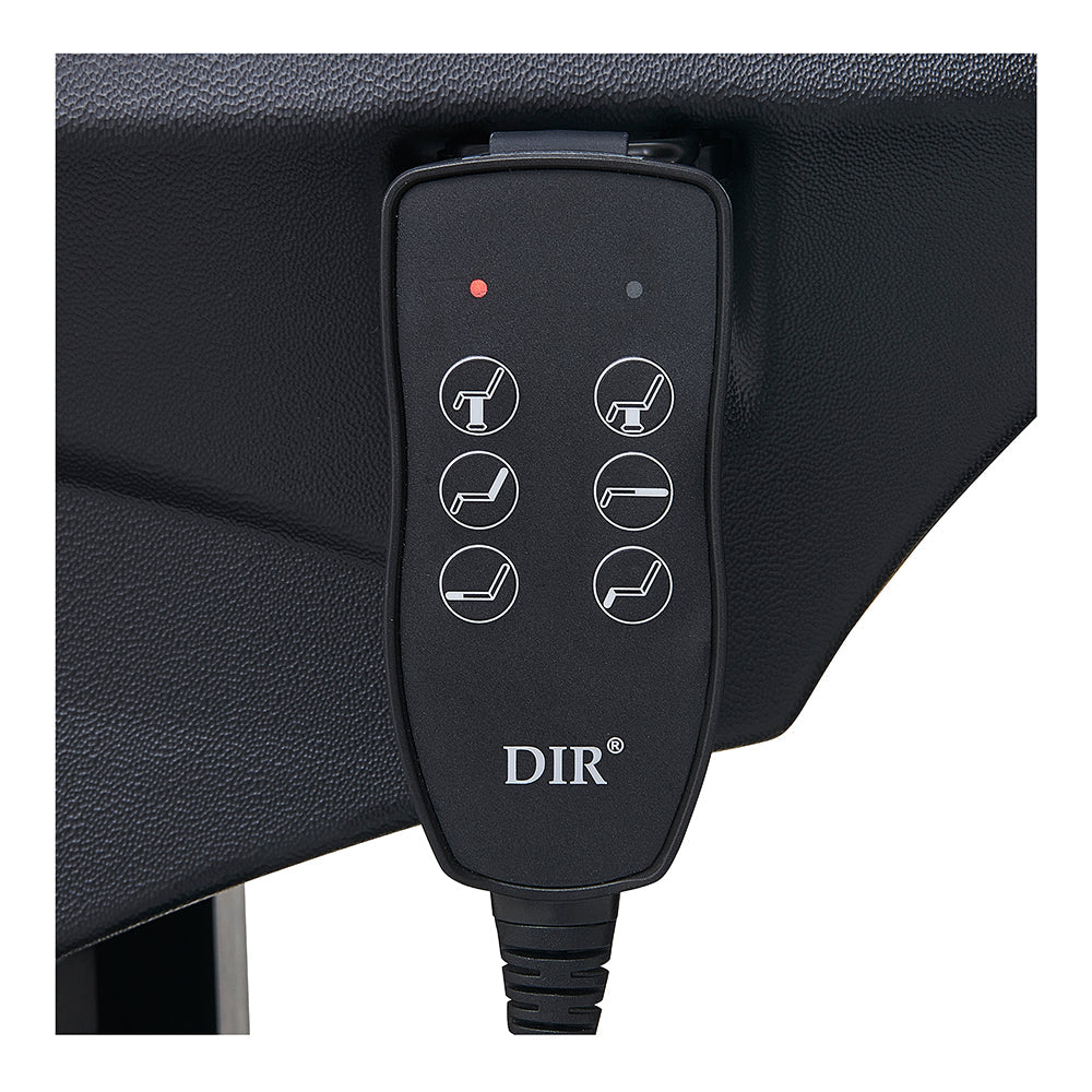 DIR Ink Electric Facial Beauty Bed Chair black wired 6-button remote for spa or esthetician chairs.