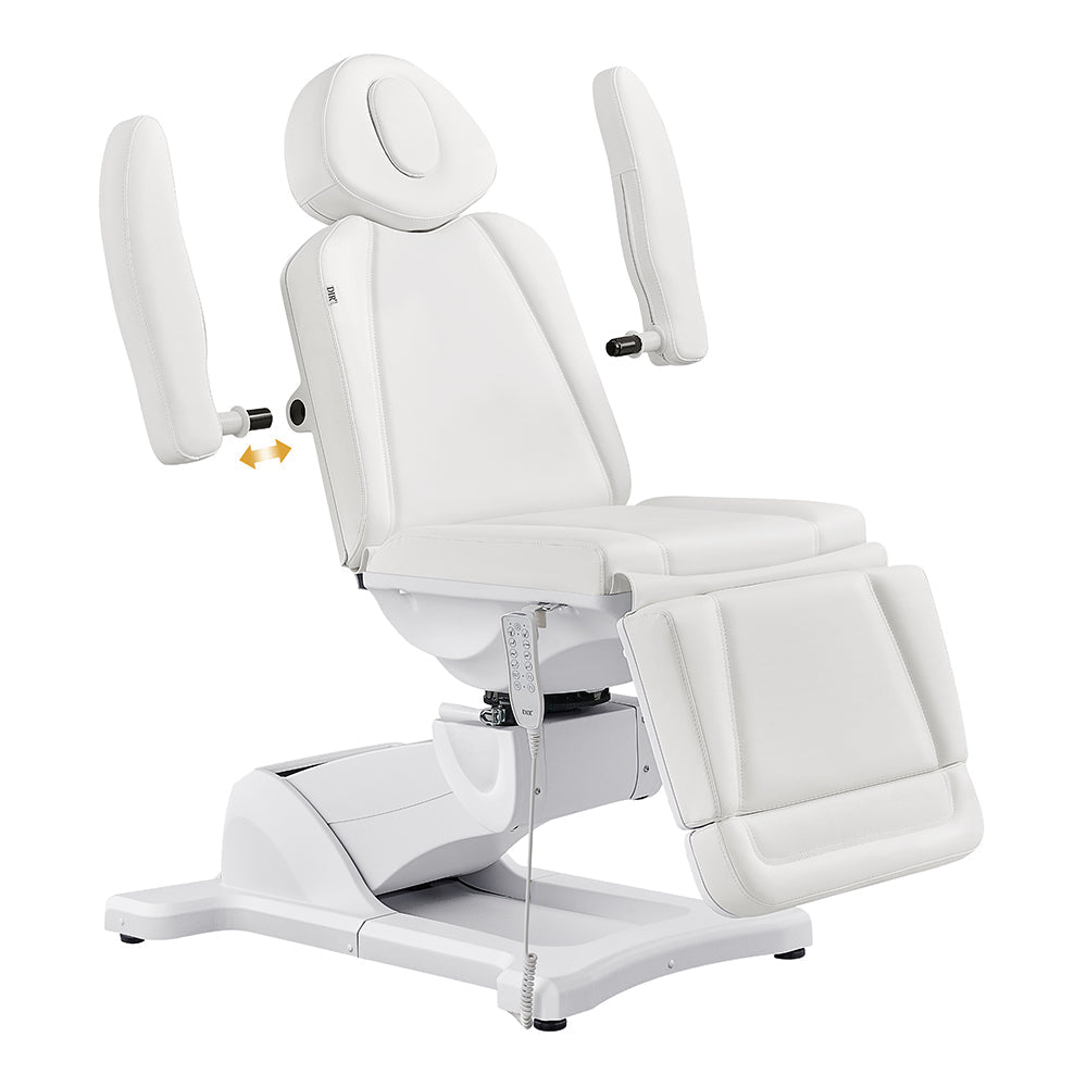 DIR Pavo FACIAL Beauty Bed in white, fully electric with 4 motors, padded for comfort.