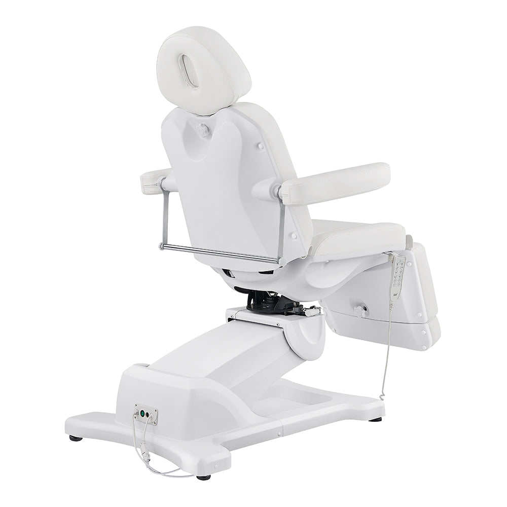 DIR Pavo FACIAL Beauty Bed & Chair in white—4 motors, electric, with leg rest and remote.