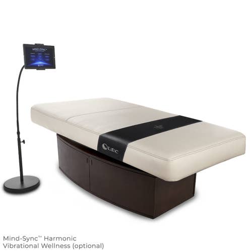Living Earth Crafts INSIGNIA 2.0 HORIZON spa table with replaceable mattress and tablet stand.