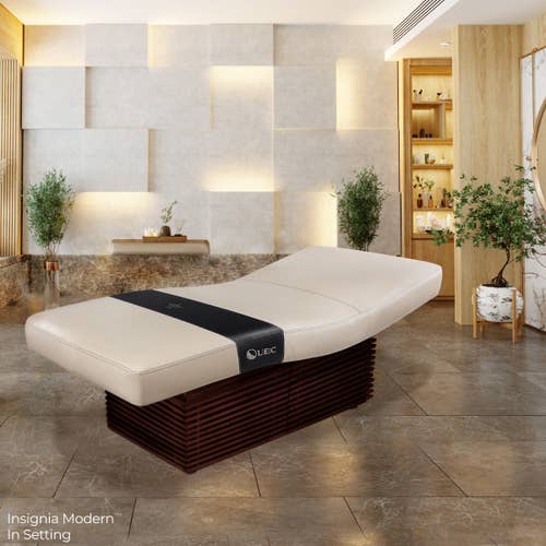 The Living Earth Crafts INSIGNIA 2.0 is a modern multi-purpose spa table with a replaceable mattress.