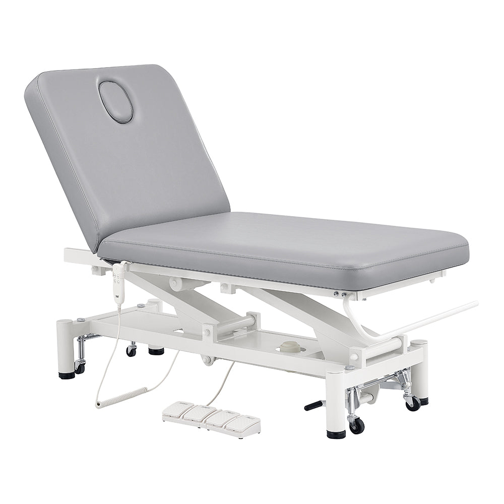 DIR Mar Egeo 2-Motors electric spa bed with headrest and foot pedals, adjustable and gray.