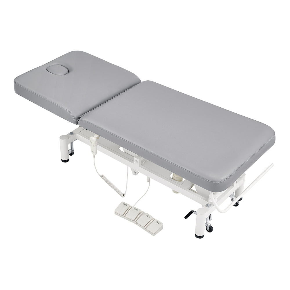 DIR Mar Egeo 2-Motors electric spa bed with face hole and foot pedals, adjustable gray.