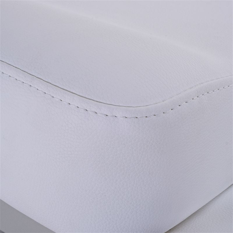 Close-up of the Silverfox America 2246BN white leather cushion with visible stitching.