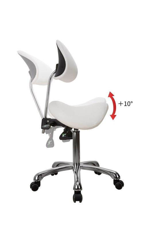 Silverfox America 1025A Stool: split backrest, adjustable 10°, perfect for beauty salons.