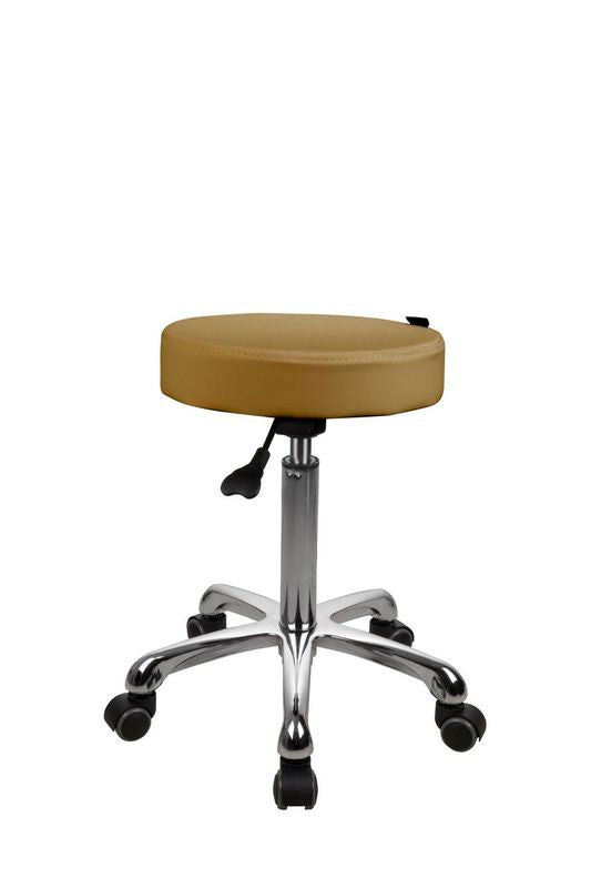Silverfox America 1023A ergonomic stool with chrome base and five caster wheels.