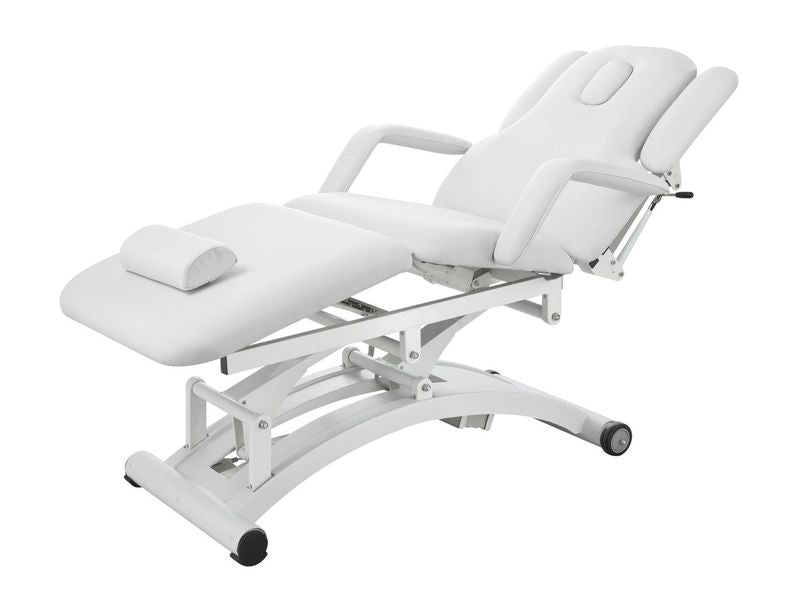 Silverfox America 2241C electric massage table with reclining, adjustable design and headrest pillow.