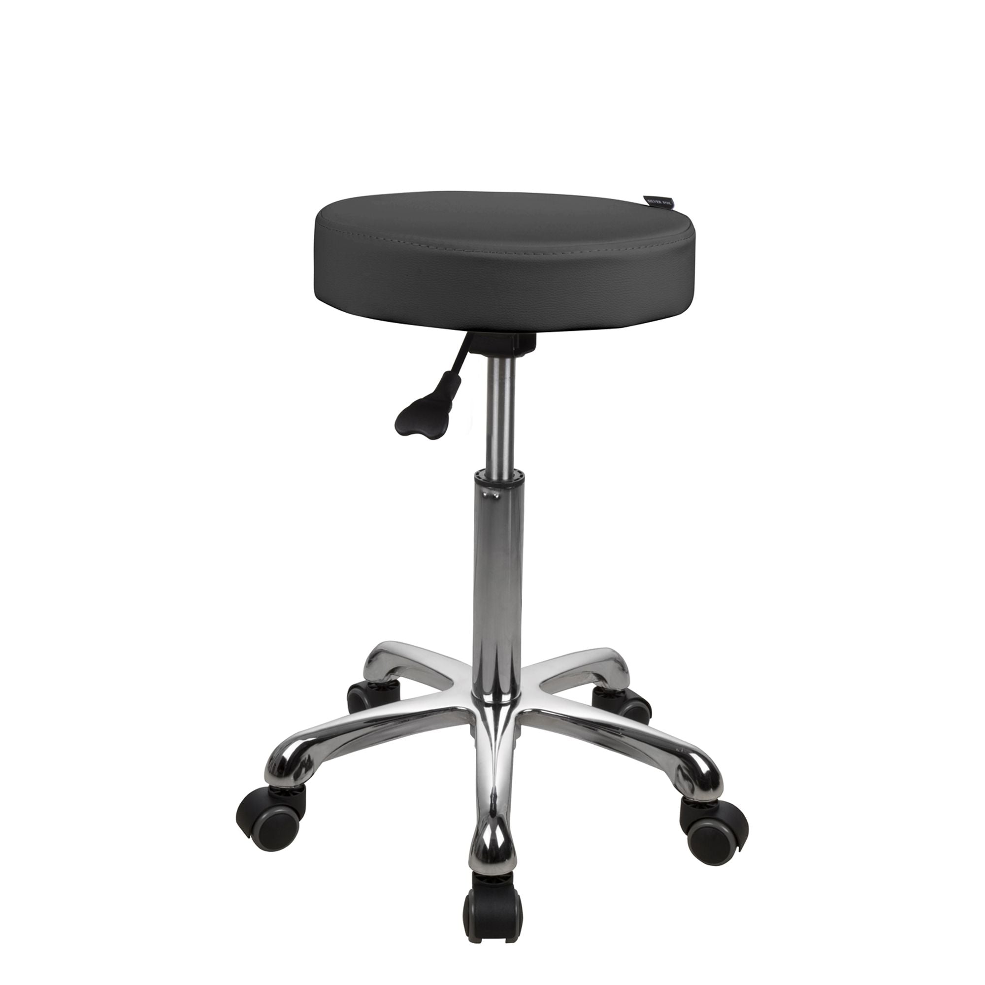 Silverfox America 1023A Stool with chrome base and five caster wheels.