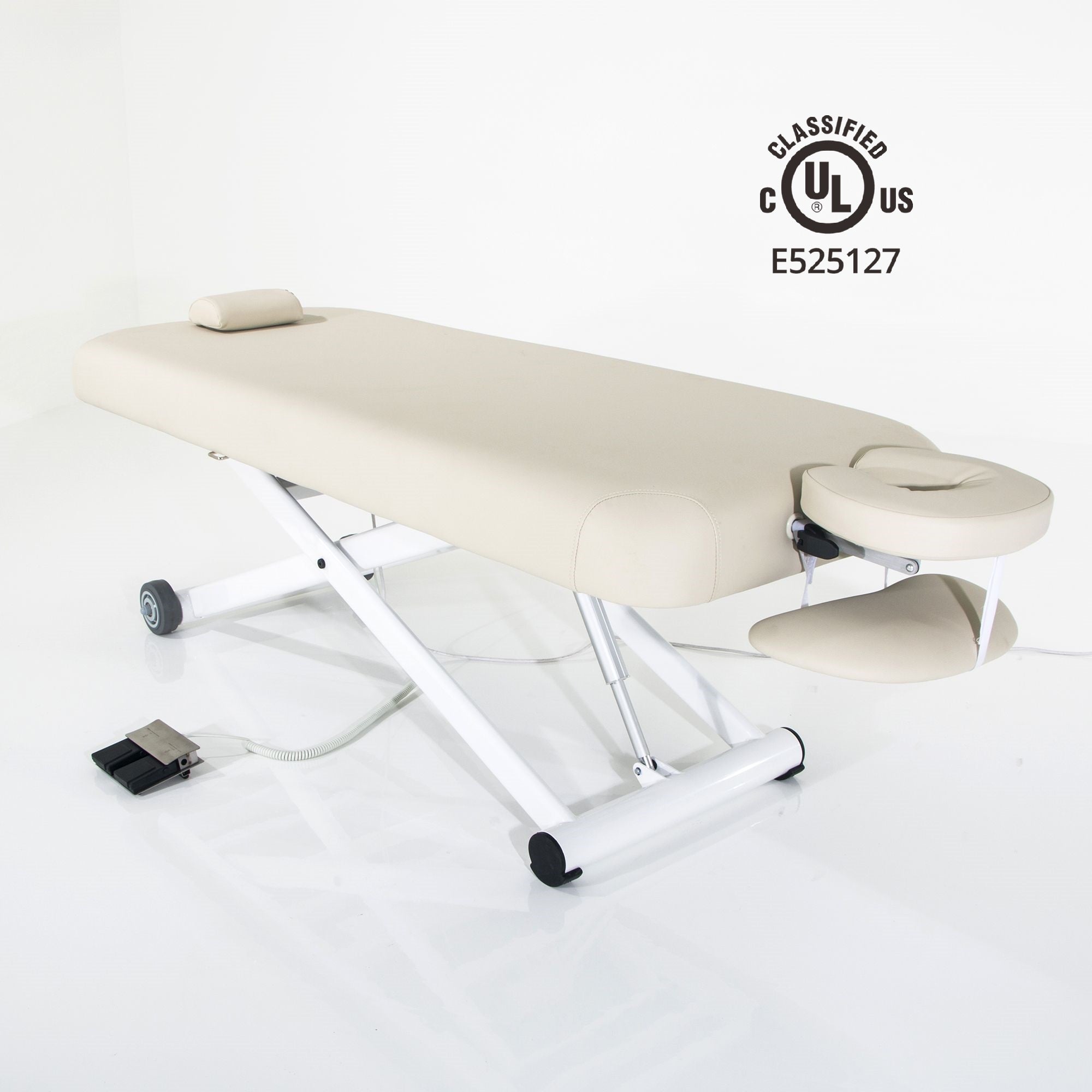 Silverfox America 2274 Electric Massage Table with face cradle and UL certification shown.
