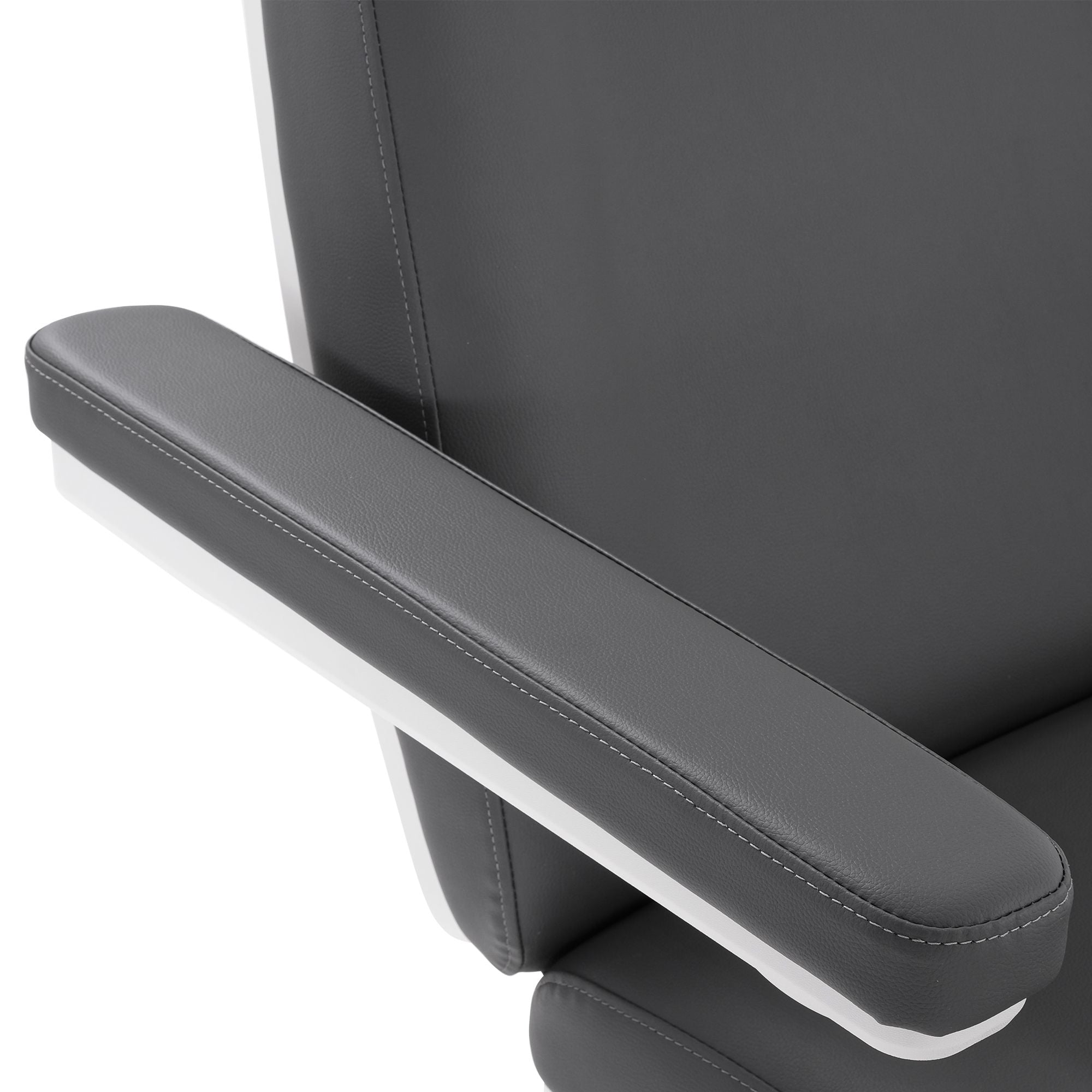 Close-up of Silverfox America 2222BN Electric Massage Table armrest with white trim.