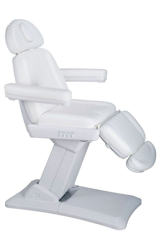 Silverfox America 2235D Electric Massage Table with padded seat, armrests, and footrest.