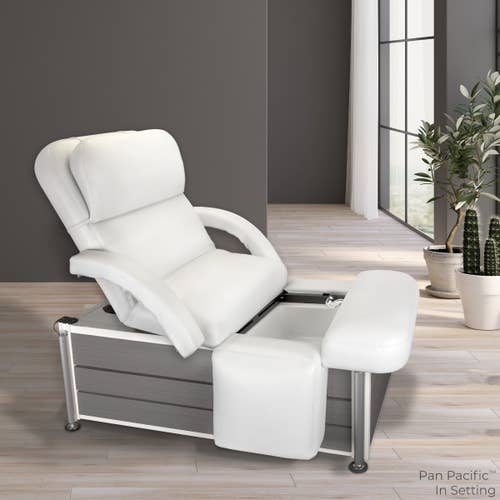 Living Earth Crafts Pan Pacific Table: comfy, modern, ideal for pedicures on wood floors.