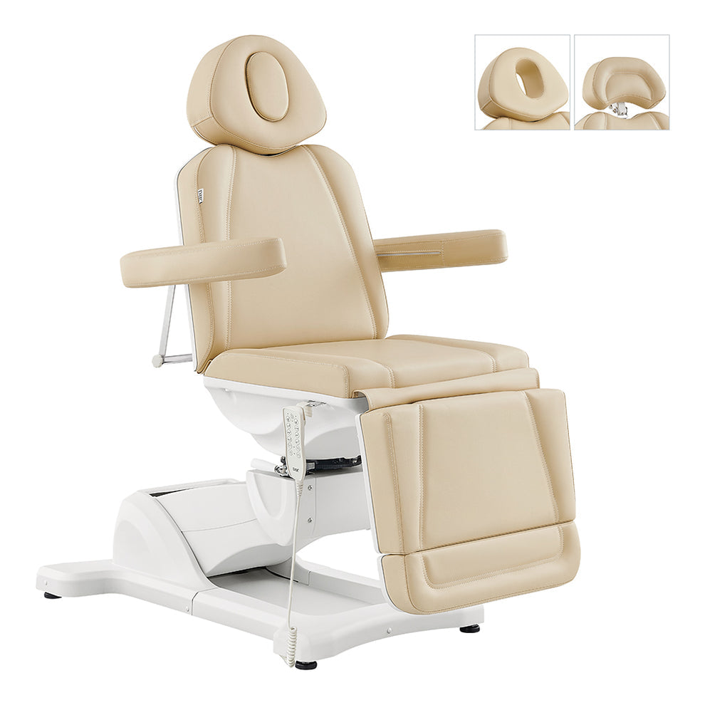 DIR Pavo FACIAL Beauty Bed & Chair in beige, full electric with 4 motors, armrests, headrest.